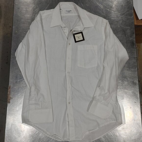 Brand New Christian Dior White Button Shirt Size 16/33 Cotton Blend - Picture 1 of 4